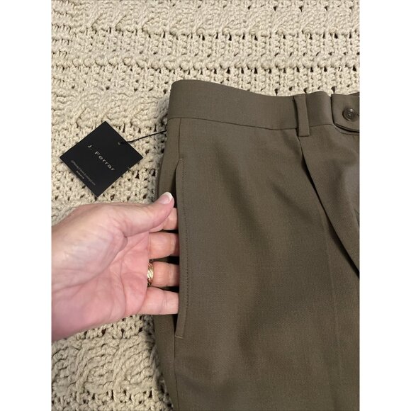 NWT J Ferrar Pleated Dress Pants Slacks Trousers Cuffed Men’s Size 36 X 30 Brown - Picture 3 of 16